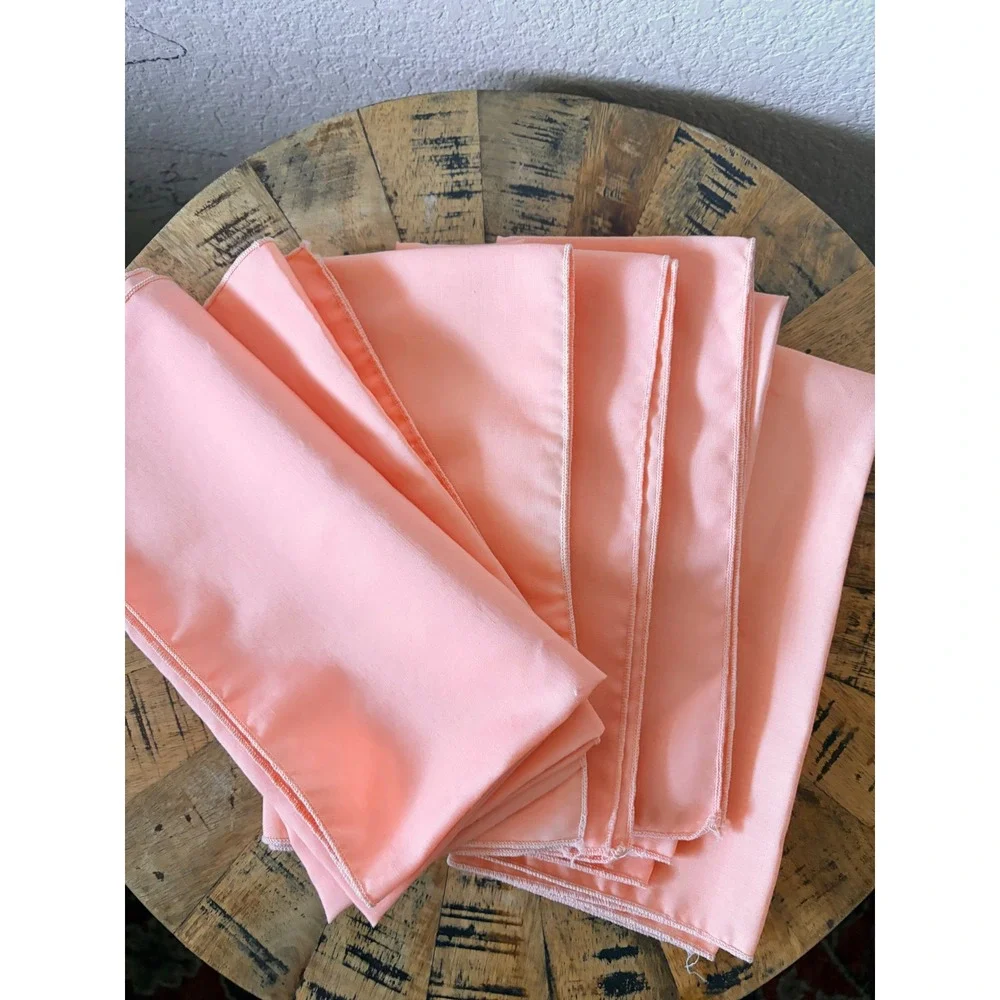 Set of 6 Peach Cloth Dinner Napkins‎ Solid Salmon Pink Reusable Table Linens